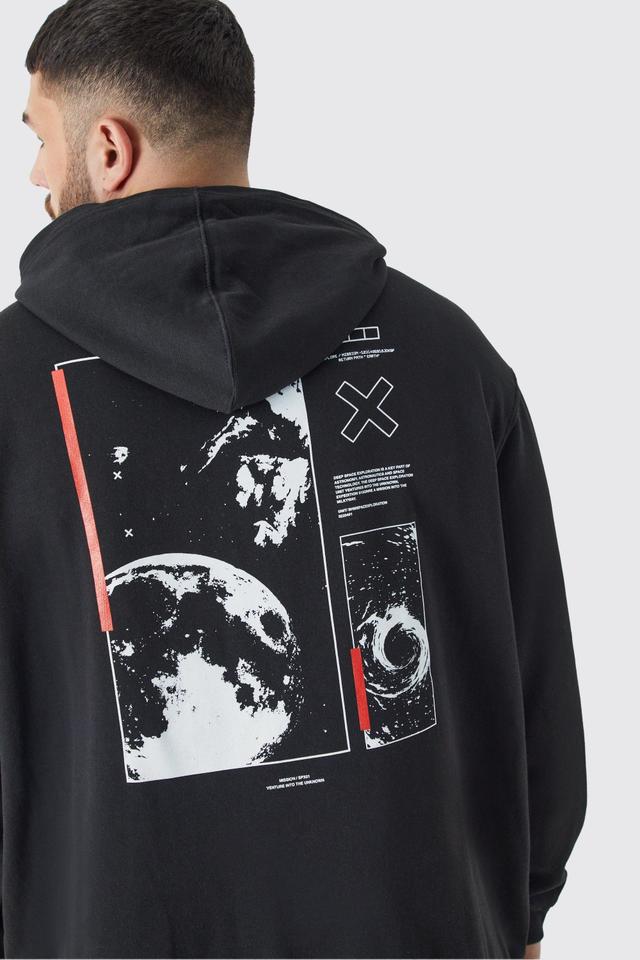 Plus Oversized Space Back Print Hoodie | boohooMAN USA Product Image