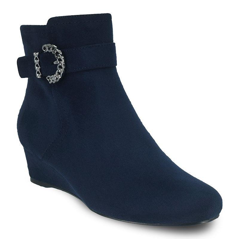 Impo Gandan Womens Wedge Ankle Boots Black Blue Product Image