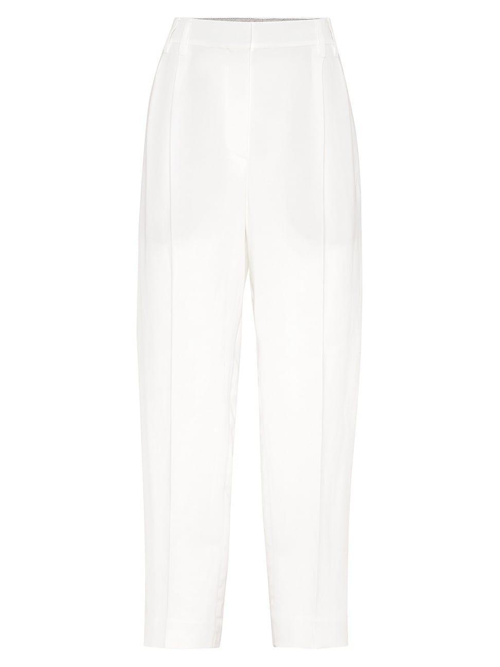 Womens Viscose And Linen Fluid Twill Slouchy Trousers With Monili product image