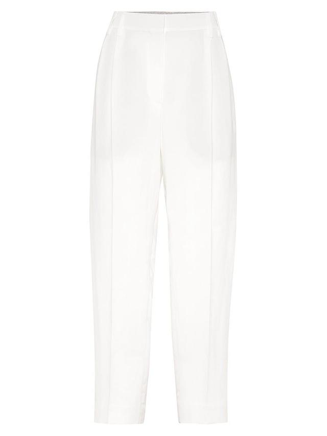 Womens Viscose And Linen Fluid Twill Slouchy Trousers With Monili Product Image