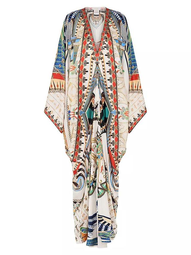 Abstract-Print Silk T-Shape Caftan Product Image