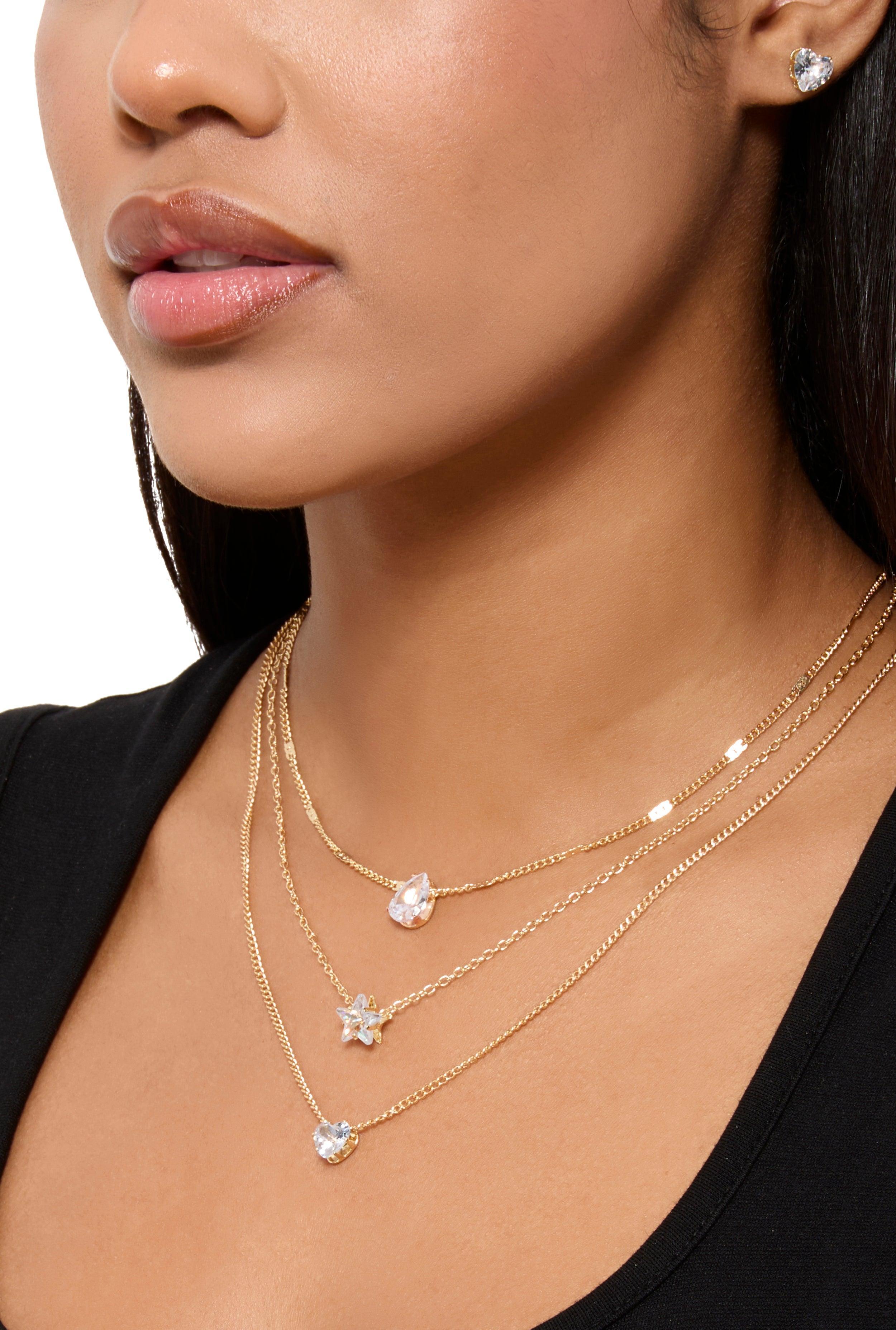 Rhinestone Cross Necklace with Bracelet and Stud Earrings Female Product Image