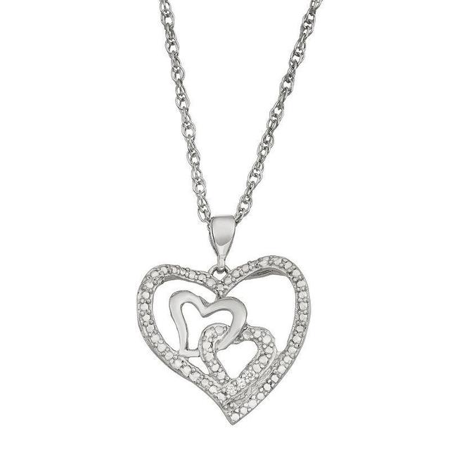 Jewelexcess Sterling Silver Diamond Accent Heart Pendant Necklace, Womens White Product Image