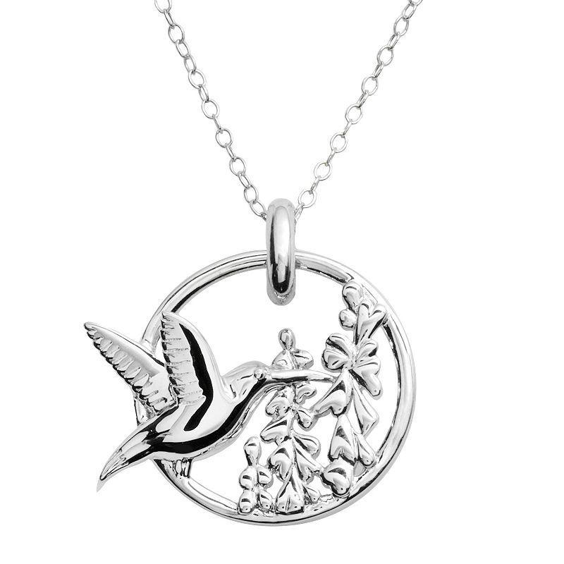 Jewelry for Trees Platinum Over Silver Hummingbird Pendant, Womens Product Image