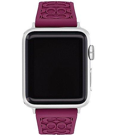 COACH Womens 384041mm Embossed Deep Plum Silicone Strap for Apple Watch Product Image