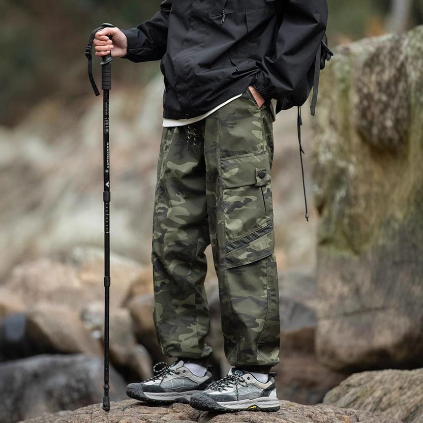 Drawstring Waist Harem Cargo Pants Product Image