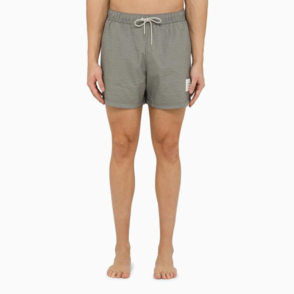 Med Grey Striped Swim Shorts Product Image