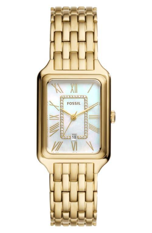 Fossil Womens Raquel Three-Hand Date Gold-Tone Stainless Steel Watch, 26mm Product Image