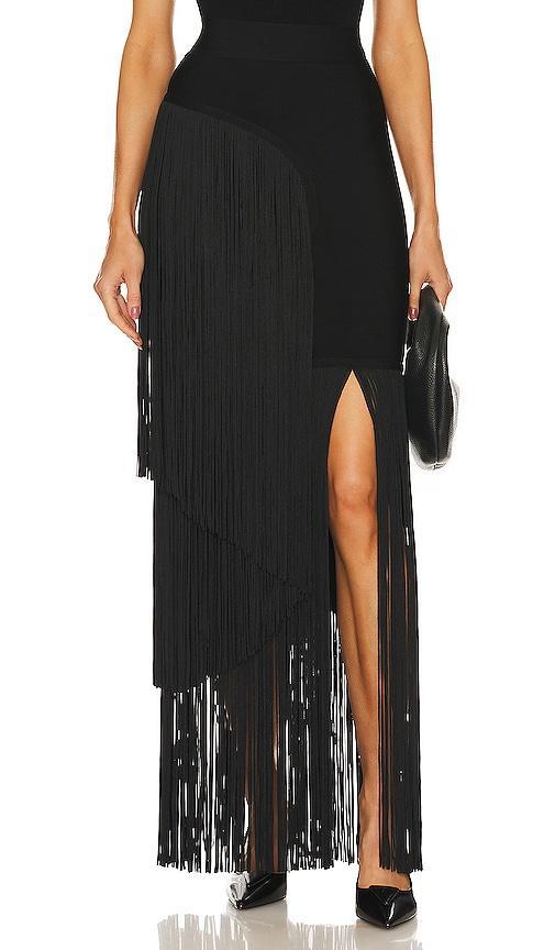 Womens Asymmetric Fringe Maxi Skirt Product Image