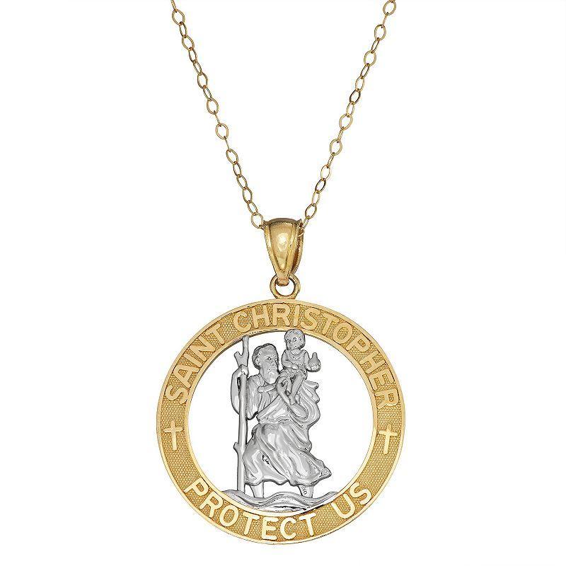 10k Gold St. Christopher Medal Pendant Necklace, Womens Product Image