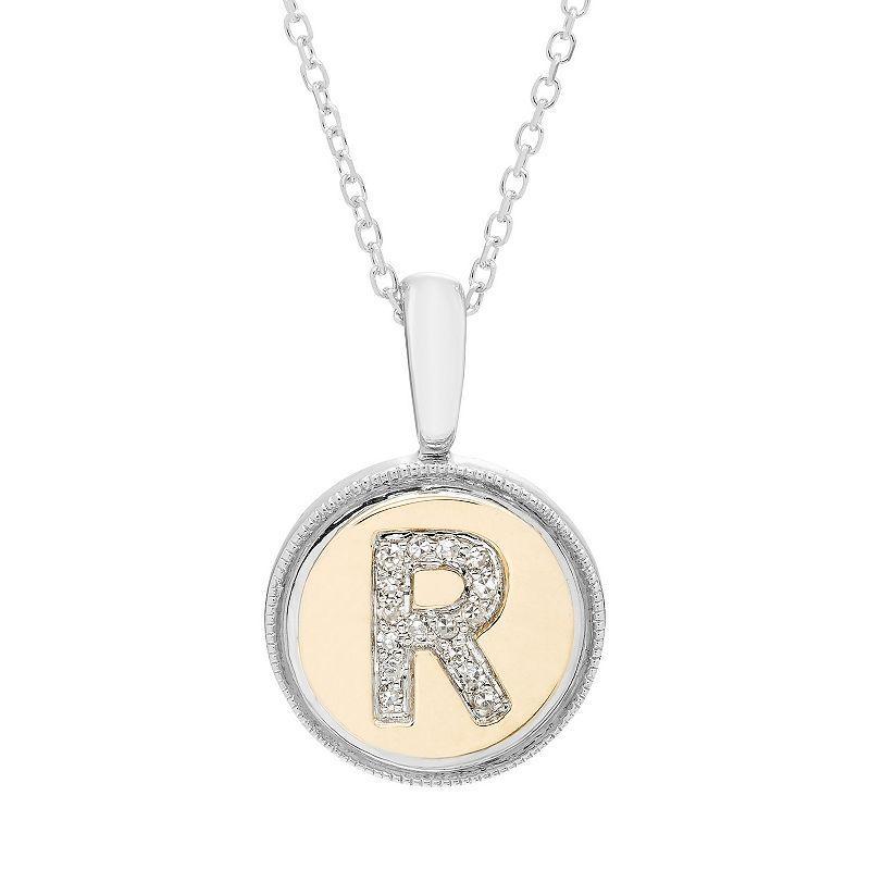 Its Personal 14k Gold Over Sterling Silver Diamond Accent Initial Pendant Necklace, Womens Two Tone D Product Image