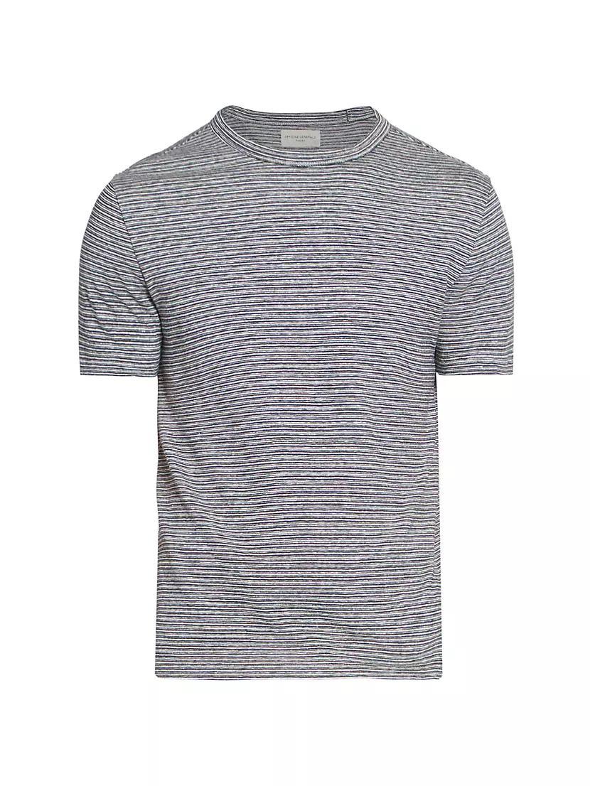 Striped Cotton-Linen Crewneck T-Shirt Product Image