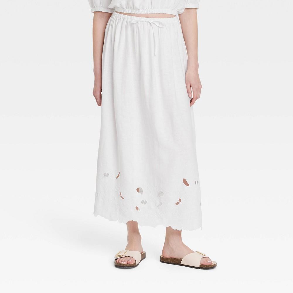 Womens Openwork A-Line Maxi Skirt - Universal Thread White L Product Image