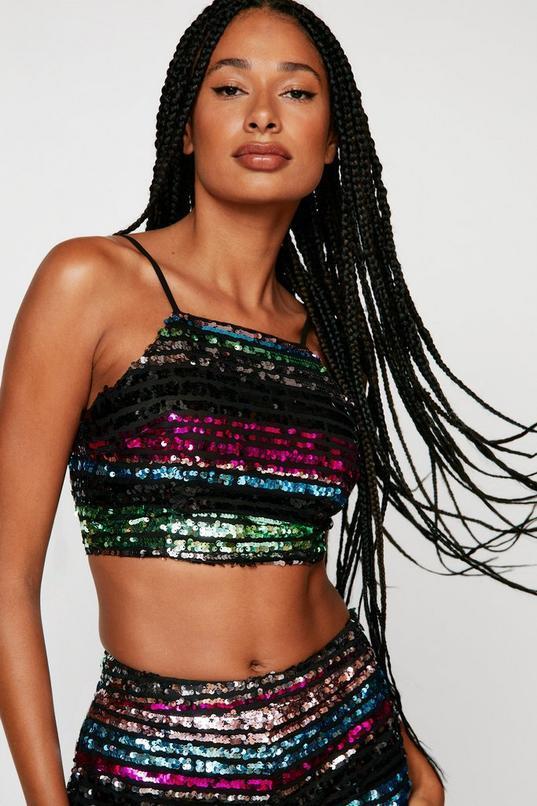 Stripe Sequin Strappy Top Product Image