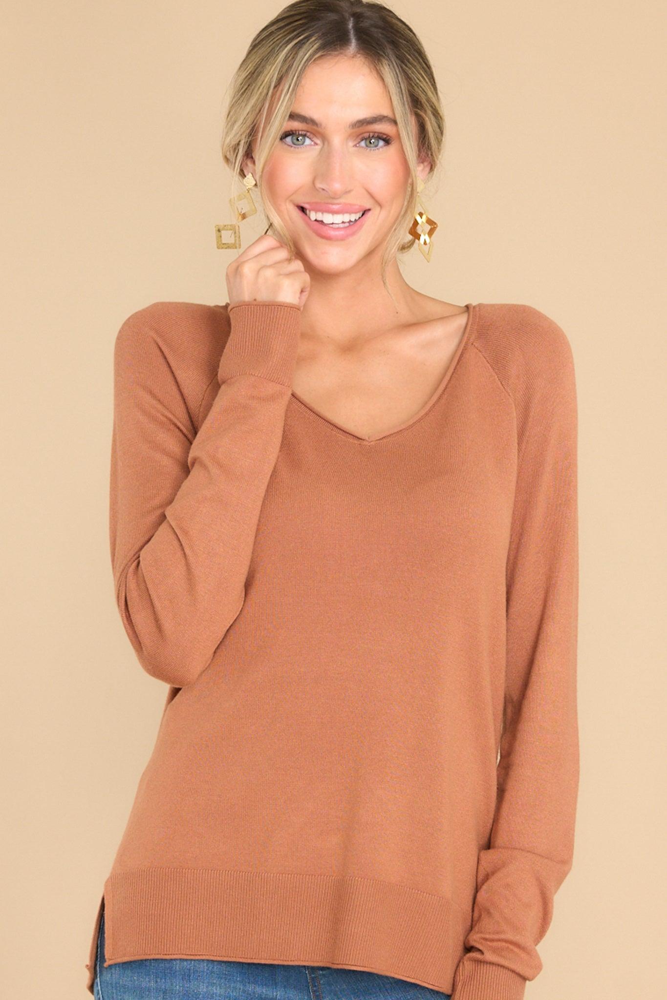 Traveling Far Caramel Sweater Brown Product Image