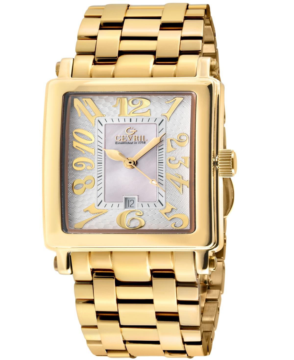 Gevril Womens Avenue of Americas Mini Swiss Quartz Gold-Tone Stainless Steel Bracelet Watch 32mm Product Image