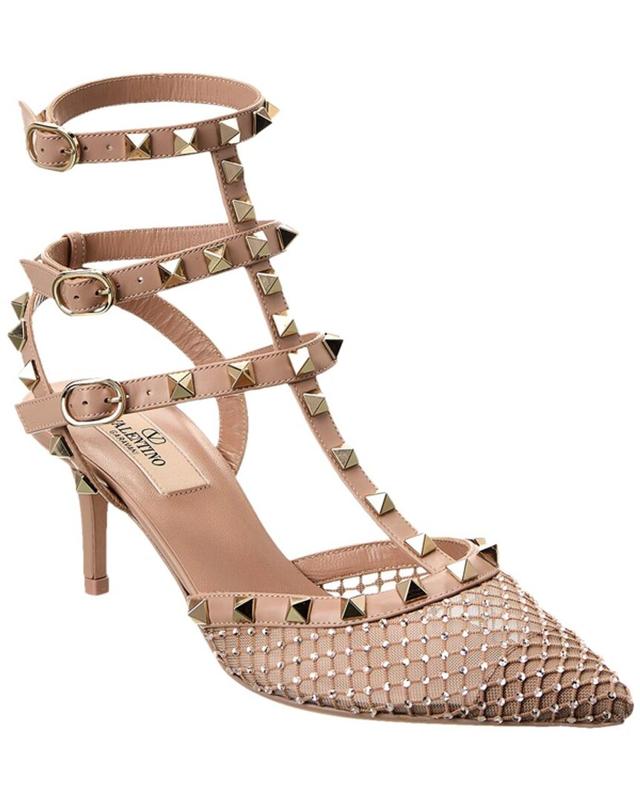 Rockstud 65 Embellished Leather Pumps In Beige Product Image