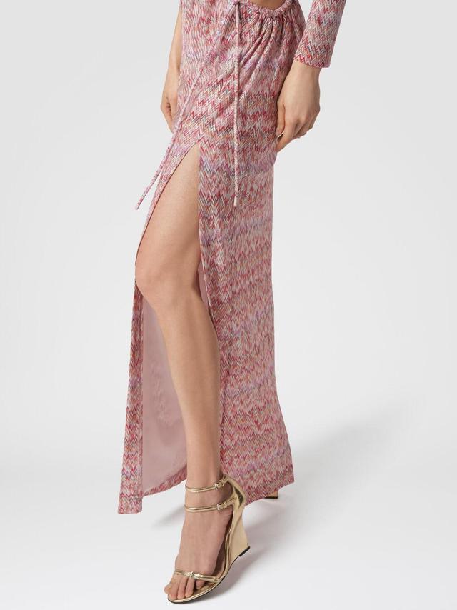 One-shoulder long dress with cut-out detail and slit Multicoloured | Missoni Product Image