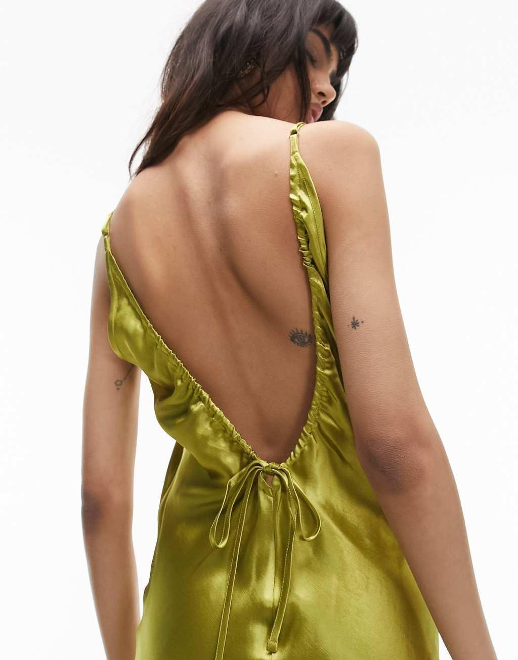 Topshop cami maxi dress in chartreuse Product Image