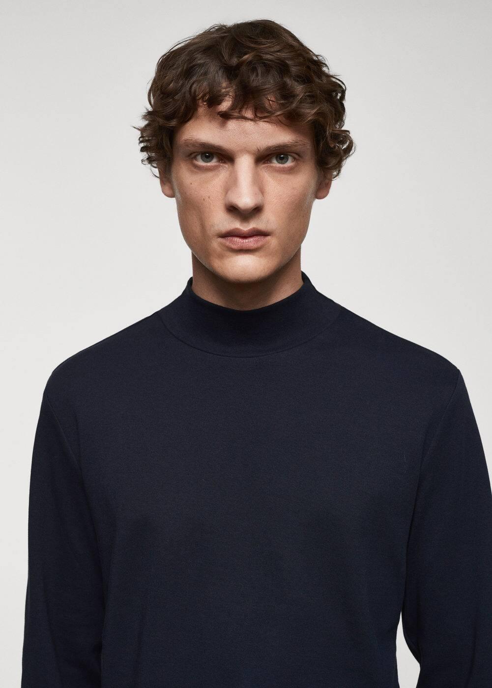 MANGO MAN - Perkins neck long-sleeved t-shirt dark navyMen Product Image