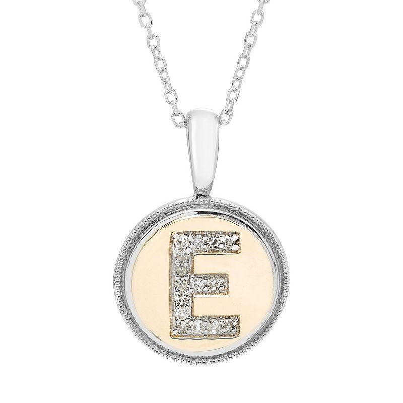 Its Personal 14k Gold Over Sterling Silver Diamond Accent Initial Pendant Necklace, Womens White Product Image