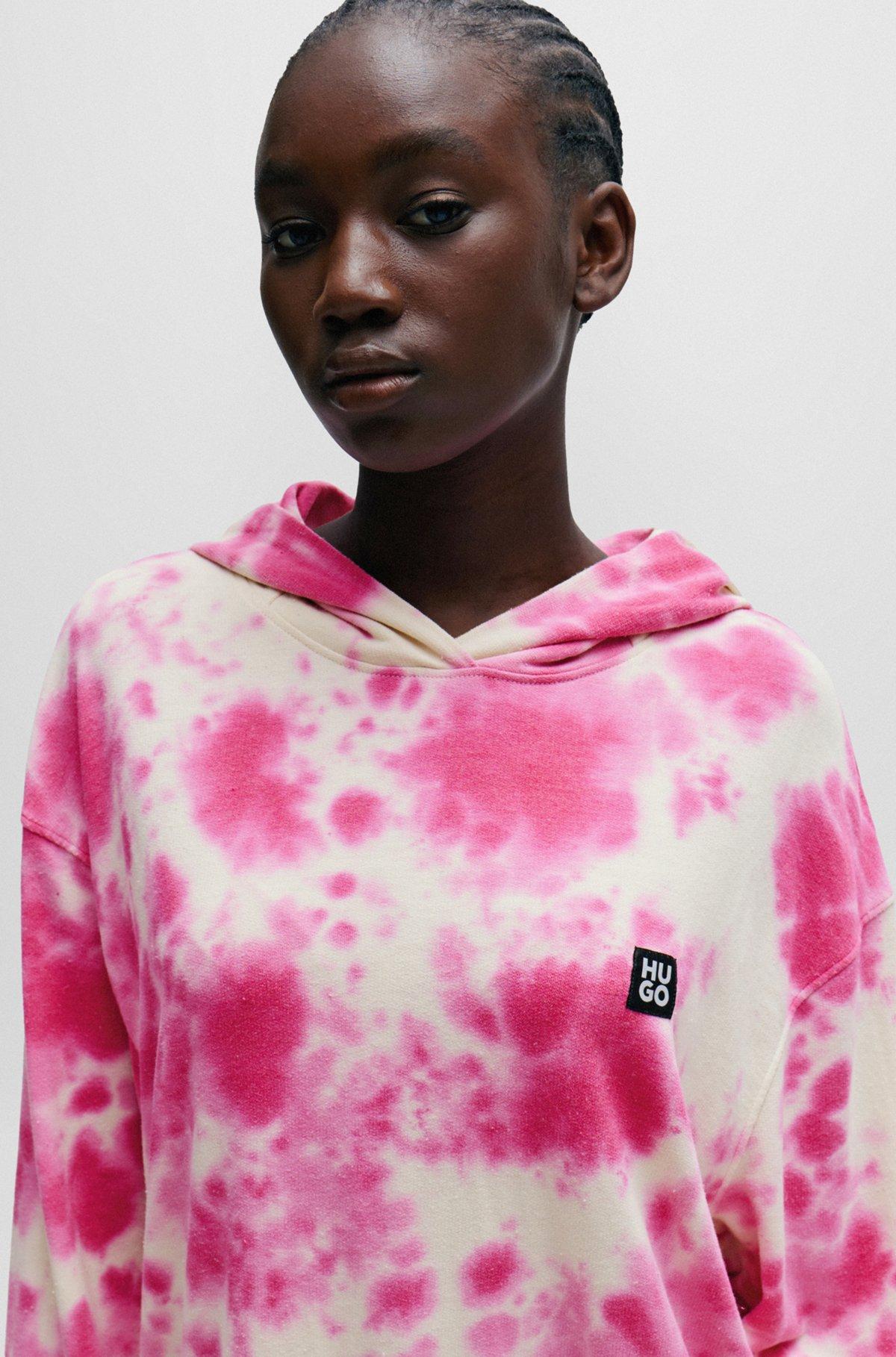 Stacked-logo relaxed-fit hoodie with seasonal print Product Image