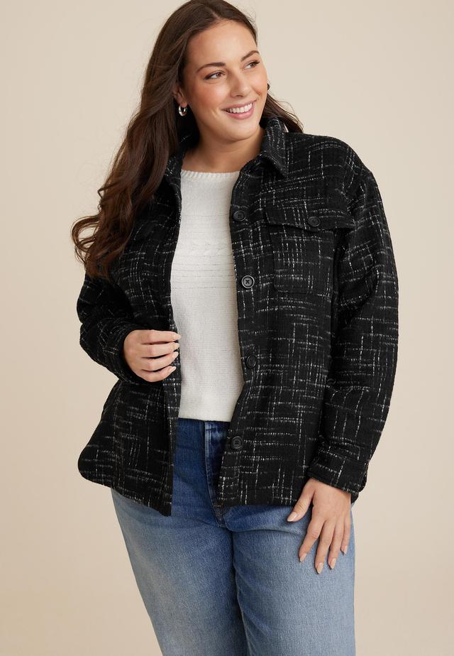 Maurices Plus Size Womens Black Tweed Shacket Size 4X Product Image