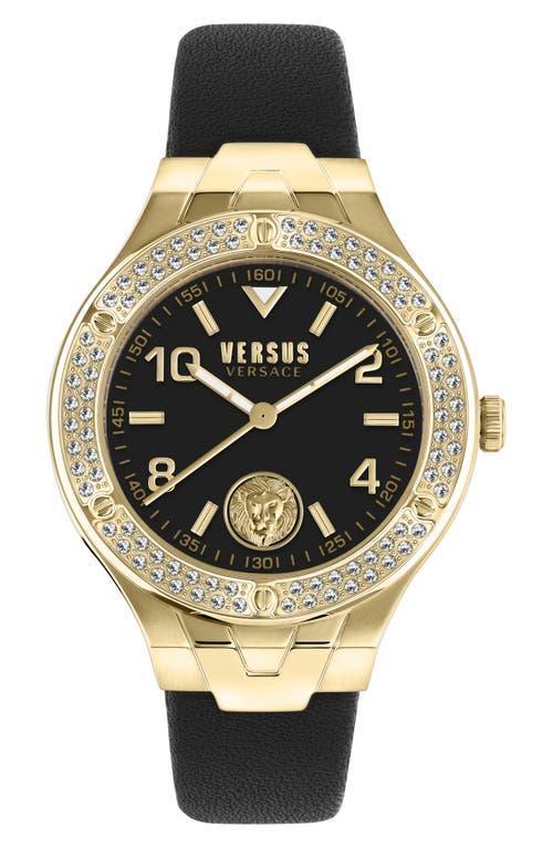 Versus Versace Womens Vittoria Three Hand Black Leather Watch 38mm Product Image