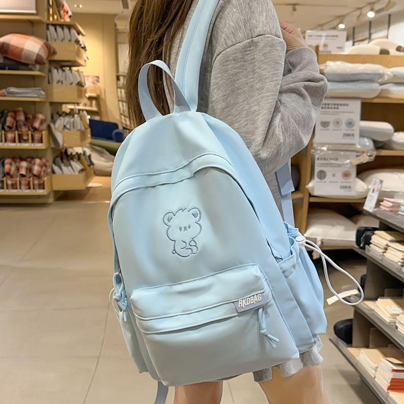 Bear Embroidered Nylon Backpack Product Image