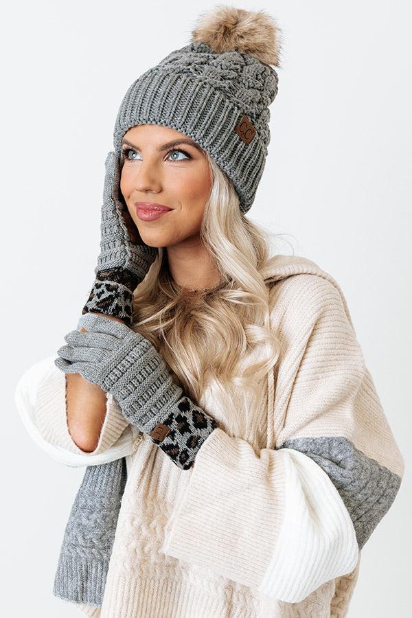 Fall Hike Faux Fur Pom Beanie in Dark Grey Product Image