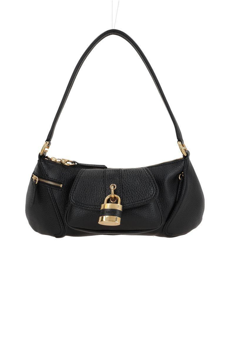 CHLOÉ Leather Shoulder Bag With Paddington Lock Detail In Black Product Image