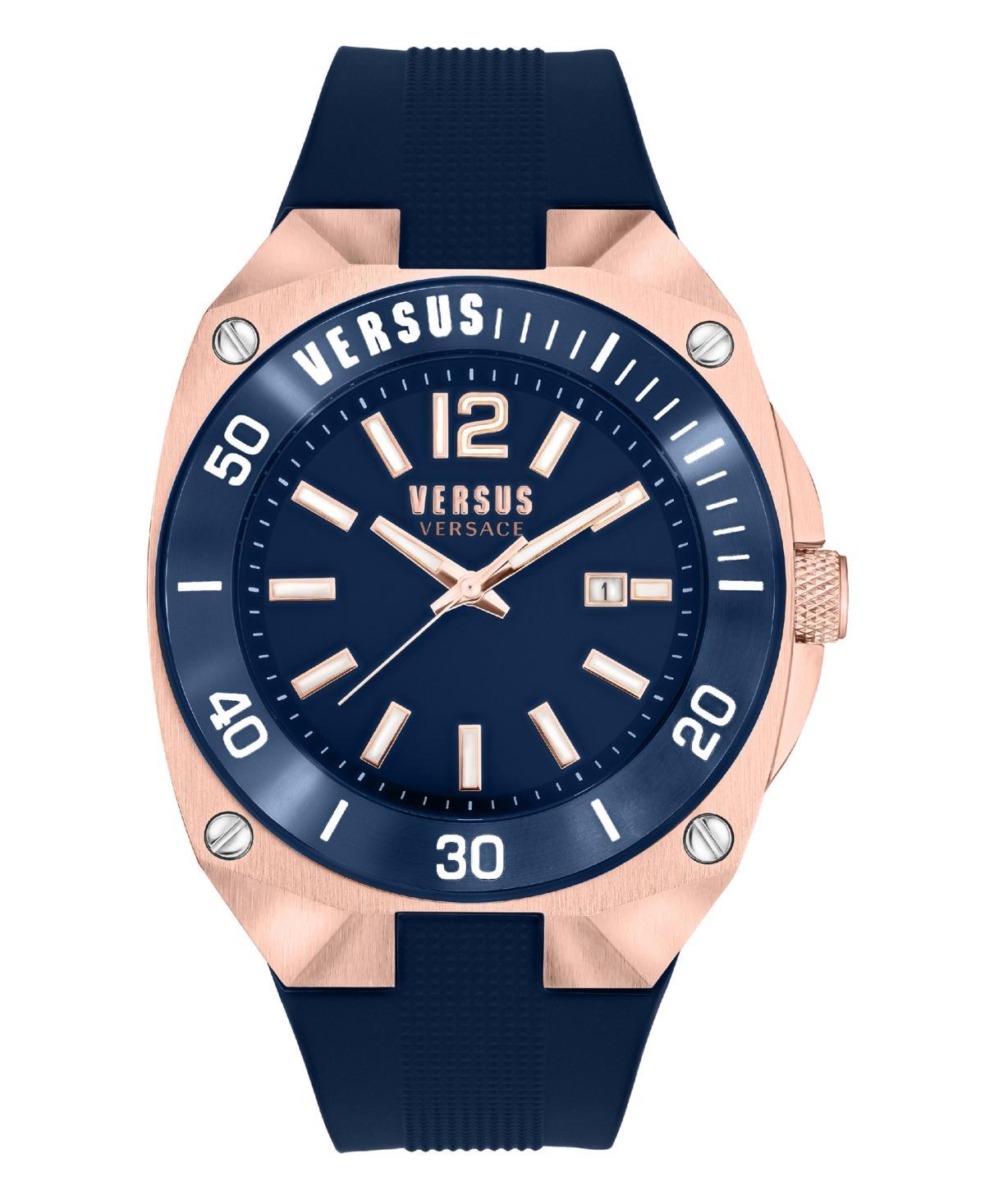 Versus Versace Mens Three-Hand Date Quartz Versus Reaction Blue Silicone Strap 48mm Product Image