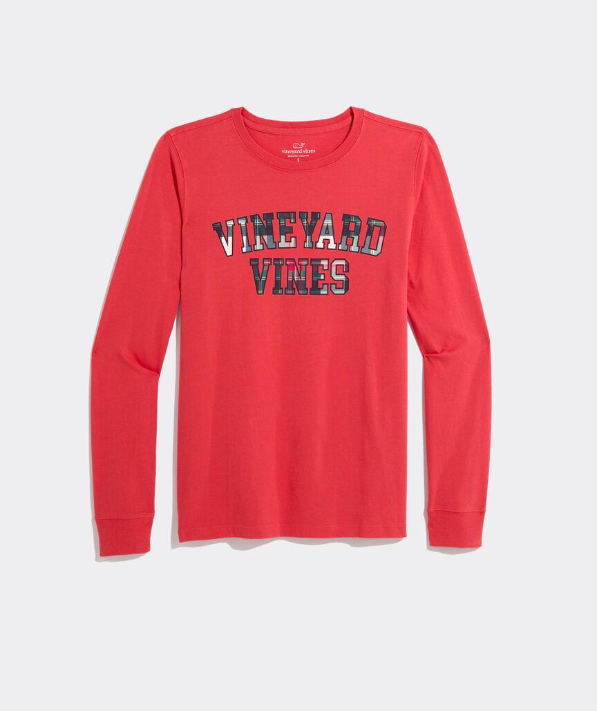 Plaid vineyard vines Text Long-Sleeve Tee Product Image