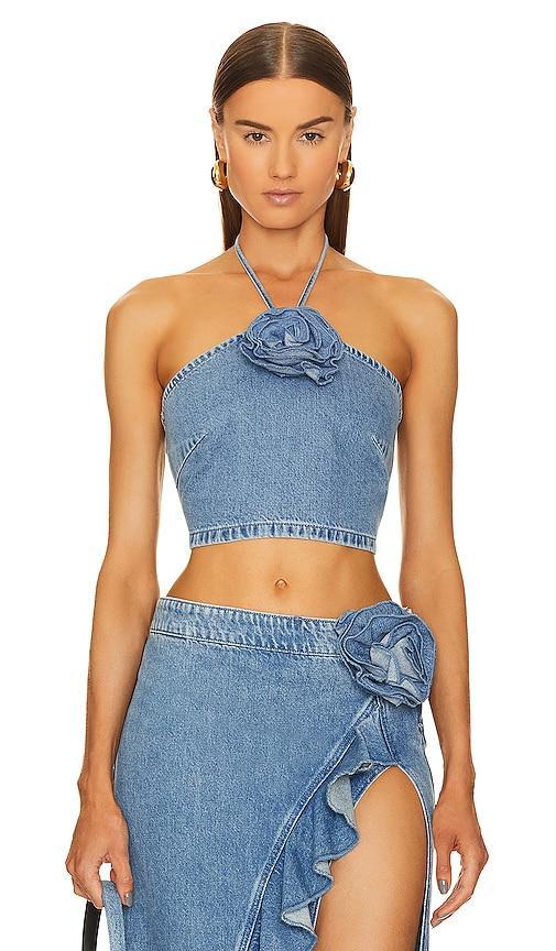 Lovers and Friends Rosalie Halter Top in Blue. - size S (also in L, M, XL, XS, XXS) Product Image