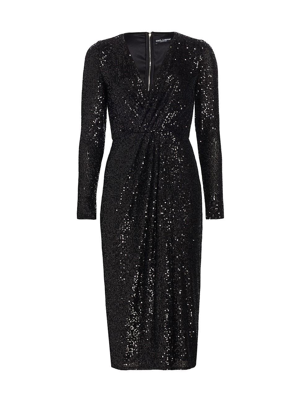 Womens Sequined Long-Sleeve Midi-Dress Product Image