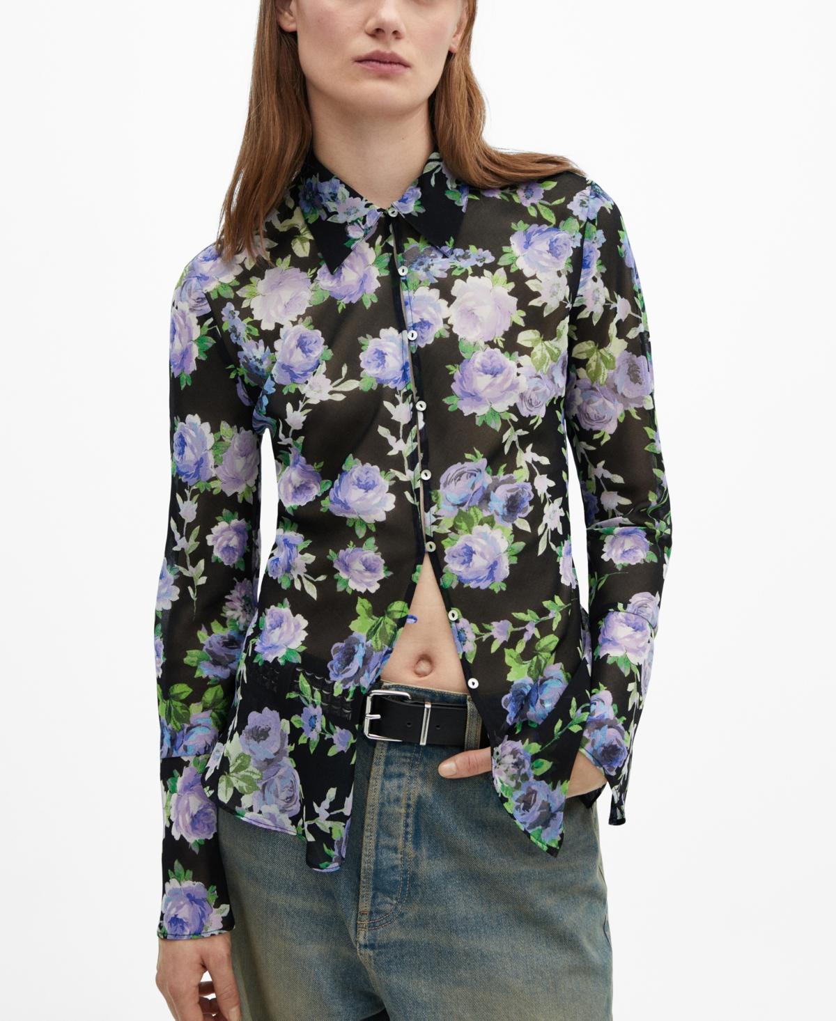 Mango Womens Semi-Transparent Printed Shirt Product Image