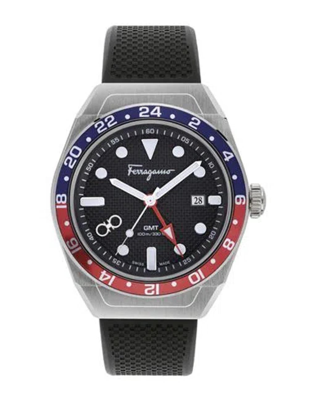 FERRAGAMO Slx Gmt Silicone Watch Man Wrist Watch Silver Size - Silicone In Stainless Steel Product Image