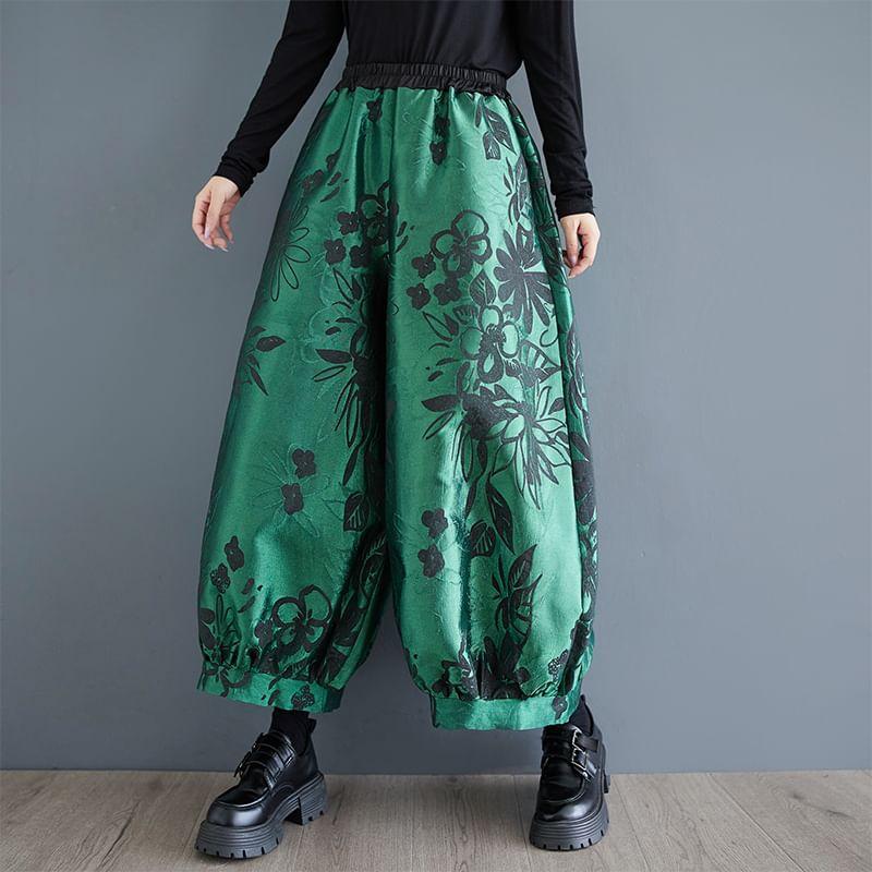 High Waist Floral Print Harem Pants Product Image