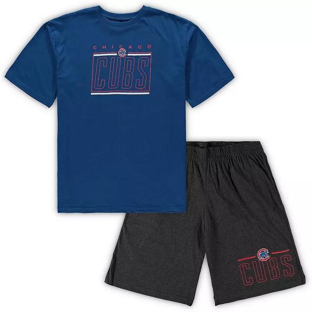 Mens Concepts Sport Royal/Heathered Charcoal Chicago Cubs Big & Tall T-Shirt & Shorts Sleep Set Product Image