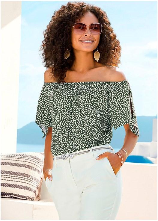 Off-The-Shoulder Tie Blouse Product Image