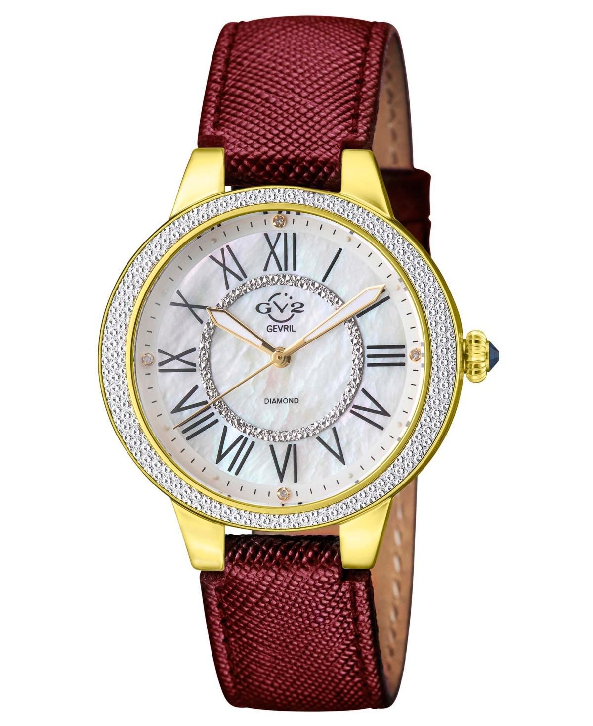 GV2 By Gevril Womens Astor Ii Maroon Leather Watch 38mm - Maroon Product Image