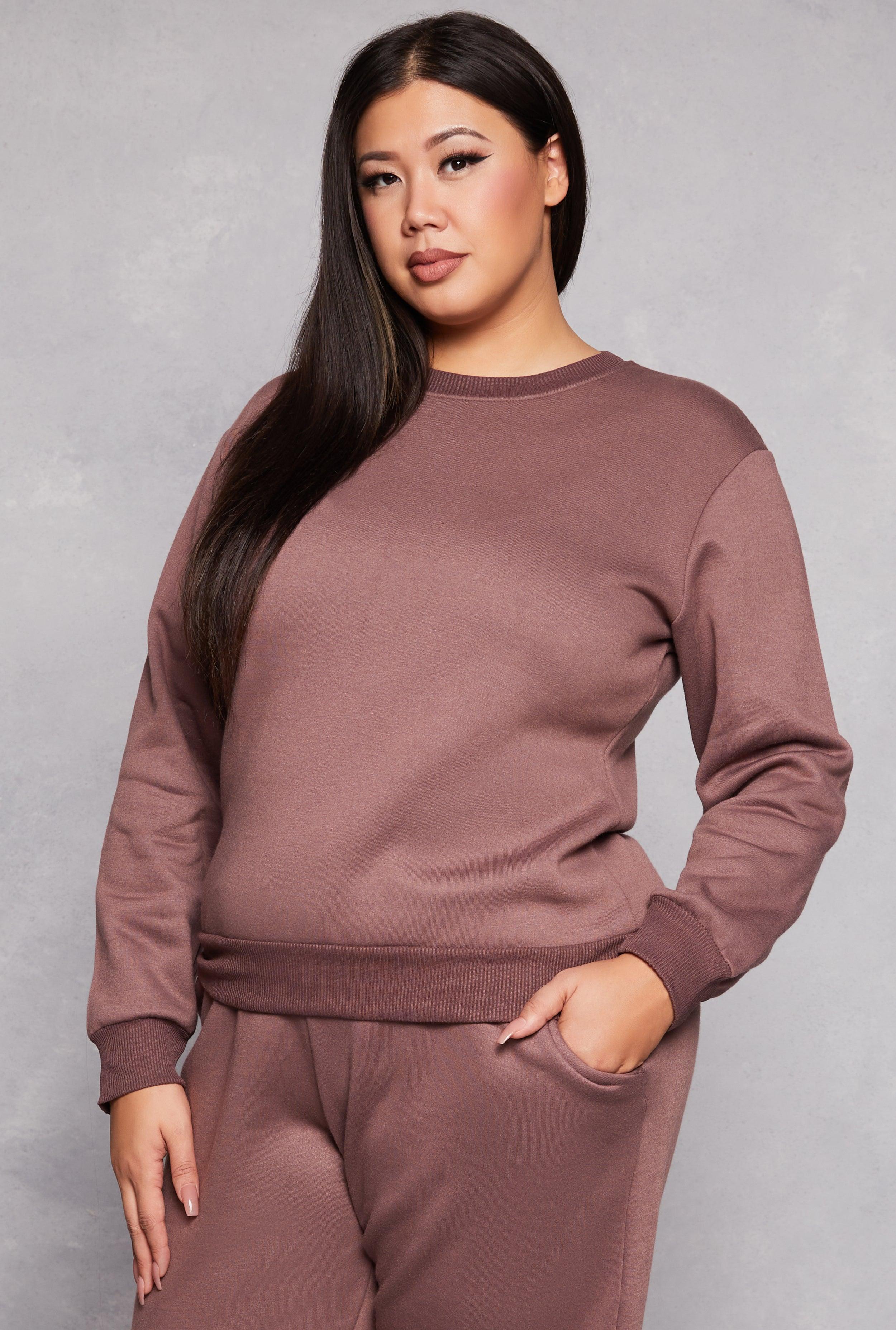 Womens Plus Size Crew Neck Pullover Sweatshirt Product Image