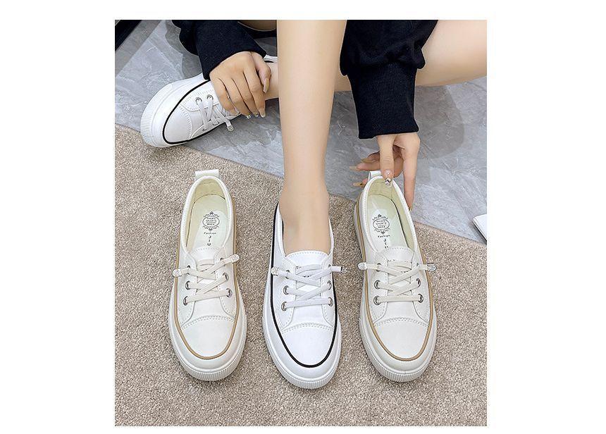 Platform Contrast Trim Faux Leather Lace-Up Slip-Ons Product Image