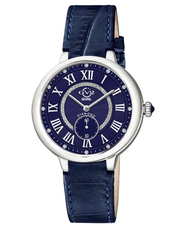 GV2 by Gevril Womens Rome Swiss Quartz Blue Leather Watch 36mm Product Image