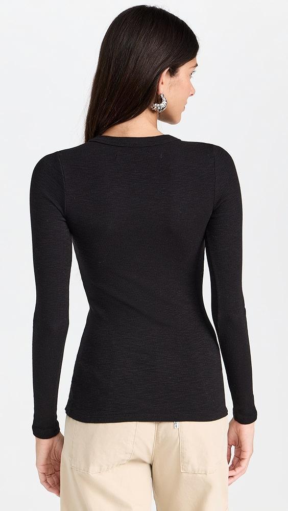 Enza Costa Textured Rib Long Sleeve Crew Tee | Shopbop Product Image