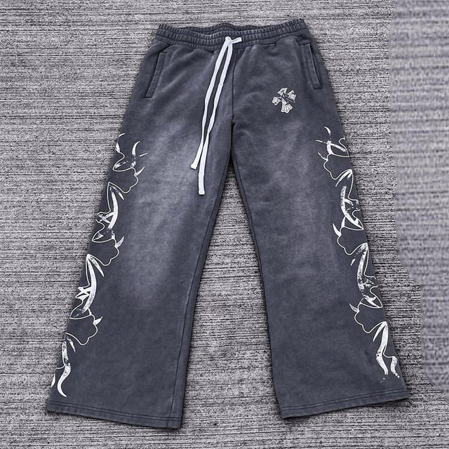 Vintage Cross Graphic Acid Washed Flared Sweatpants Product Image