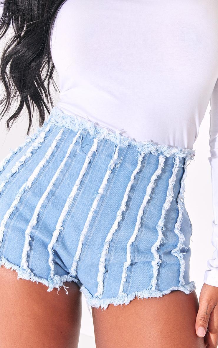 Shape Light Blue Wash Denim Seam Detail Shorts Product Image