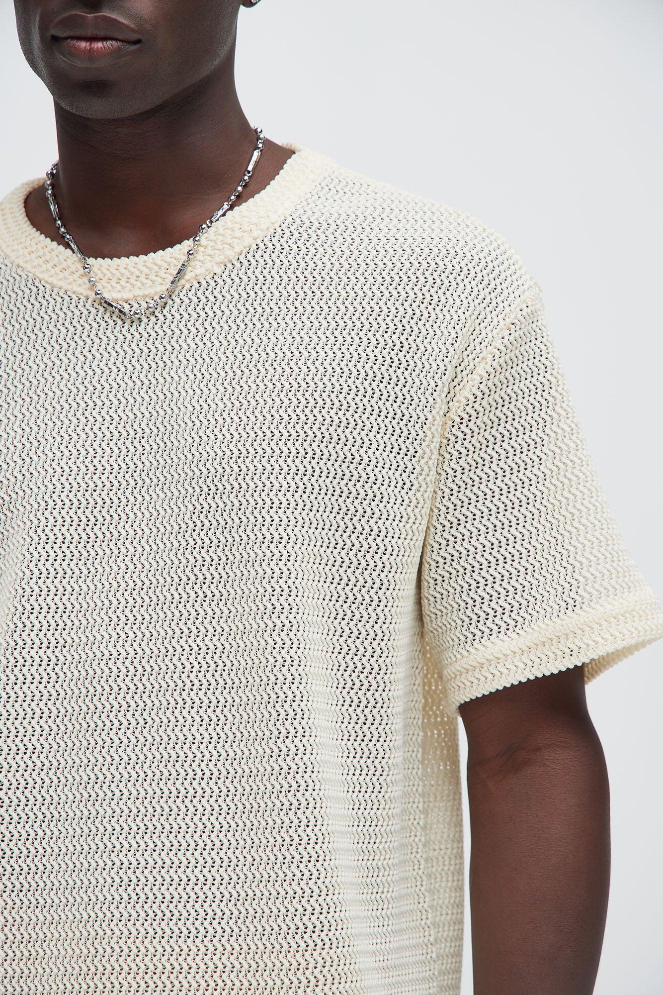 Open Knit Sweater Tee - Cream Product Image