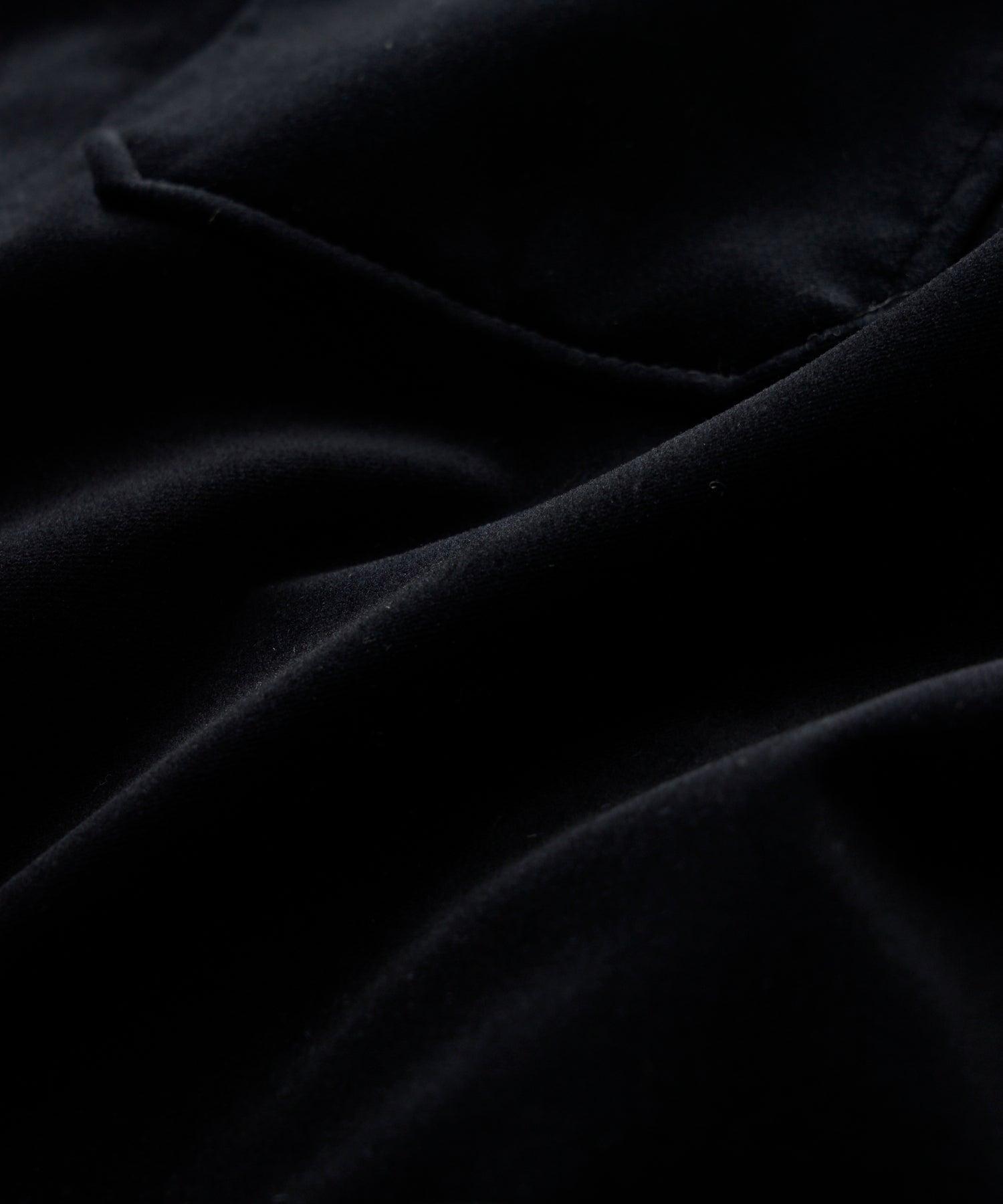 Italian Velvet Tailored Chore Coat in Black Product Image