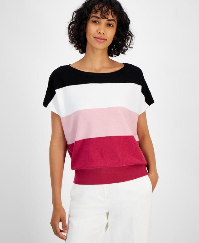 T Tahari Womens Colorblocked Extended-Sleeve Sweater Product Image